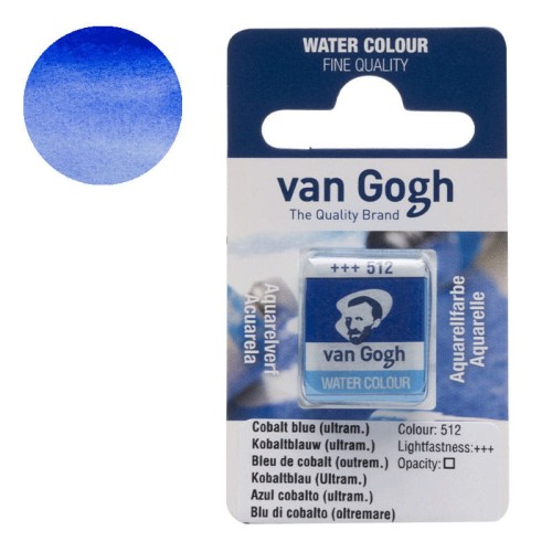 Farba akwarelowa półkostka Van Gogh - 512 Cobalt blue (ultramarine)