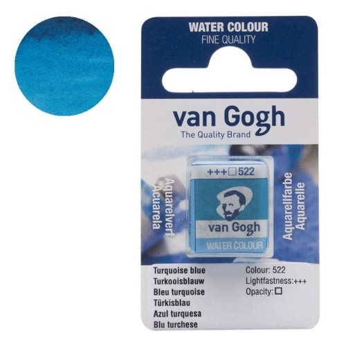 Farba akwarelowa półkostka Van Gogh - 522 Turquoise blue