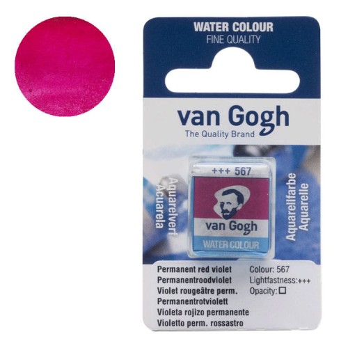 Farba akwarelowa półkostka Van Gogh - 567 Permanent red violet