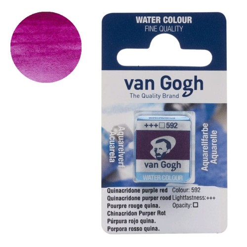 Farba akwarelowa półkostka Van Gogh - 592 Quinacridone purple red
