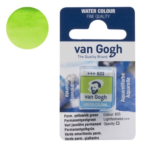 Farba akwarelowa półkostka Van Gogh - 633 Permanent yellowish green
