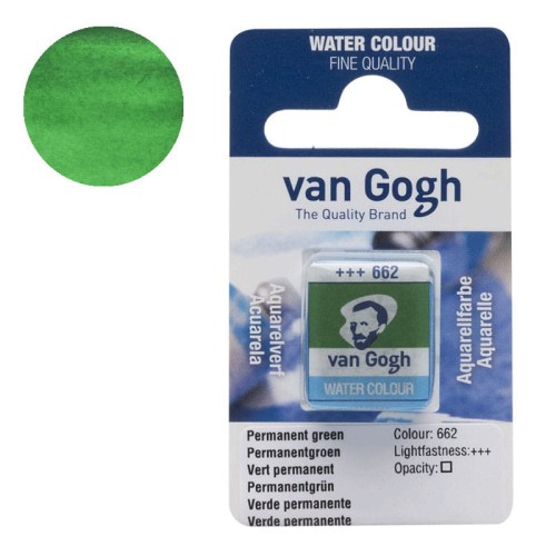 Farba akwarelowa półkostka Van Gogh - 662 Permanent green