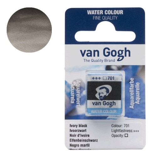 Farba akwarelowa półkostka Van Gogh - 701 Ivory black