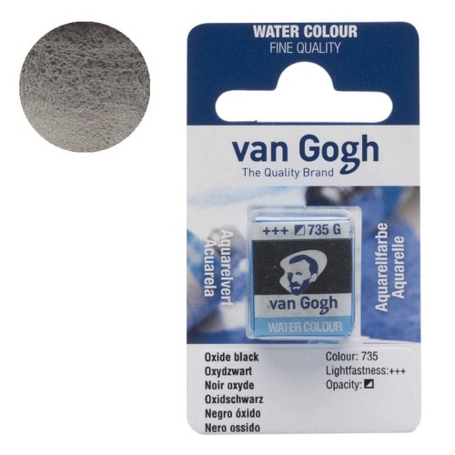Farba akwarelowa półkostka Van Gogh - 735 G Oxide black