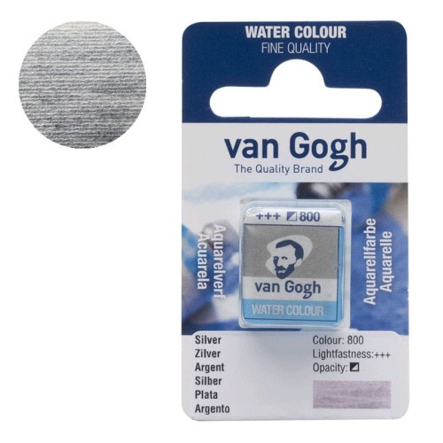 Farba akwarelowa półkostka Van Gogh - 800 Metallic Silver