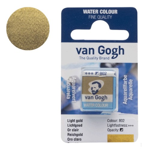 Farba akwarelowa półkostka Van Gogh - 802 Metallic Light gold