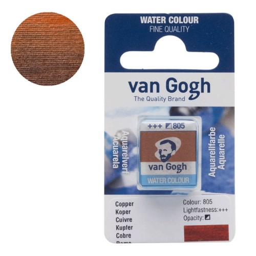Farba akwarelowa półkostka Van Gogh - 805 Metallic Copper