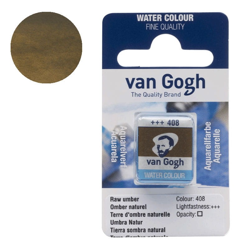 Farba akwarelowa półkostka Van Gogh - 408 Raw umber