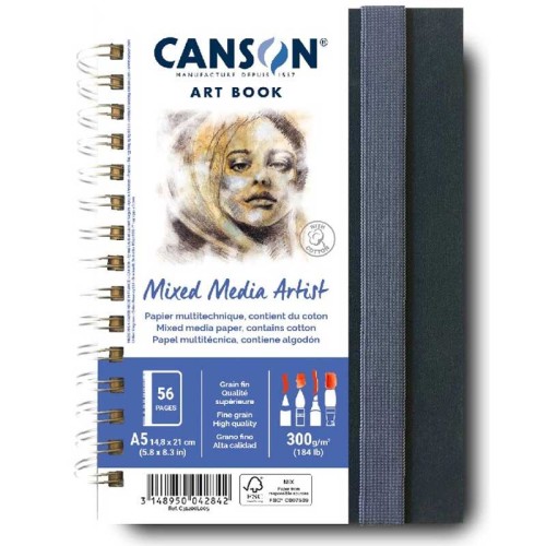 Art book na spirali Mixed Media Artist Canson - 300 g, A5, 56 stron
