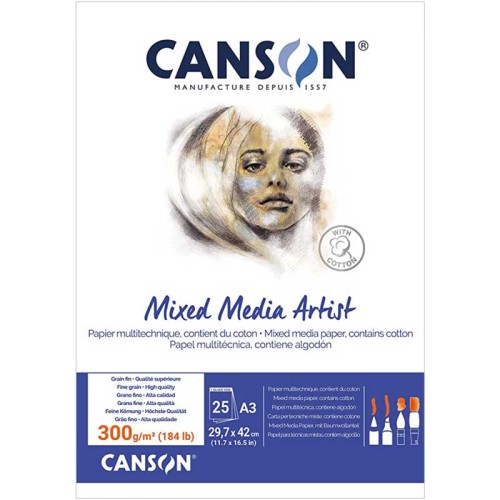 Blok Mixed Media Artist Canson - A3, 300 g, 25 ark.