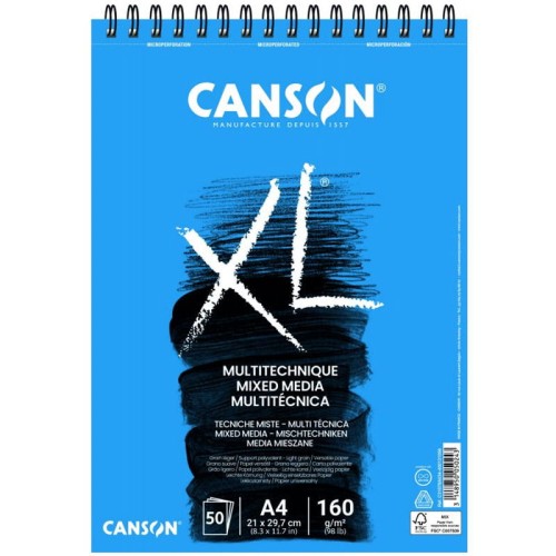 Blok na spirali XL Mixed Media Canson - A4, 160 g, 50 ark.
