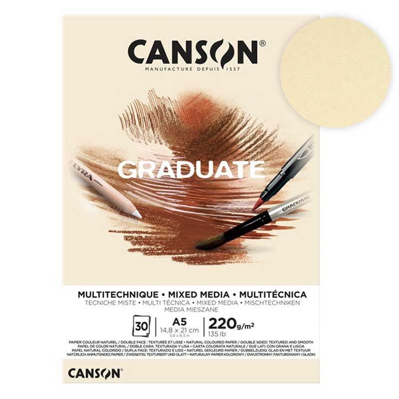 Blok Graduate Mixed Media Natural Canson A5 220 g 30 arkuszy 1
