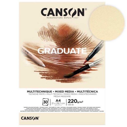 Blok Canson Graduate Mixed Media Natural - A4, 220 g, 30 ark.