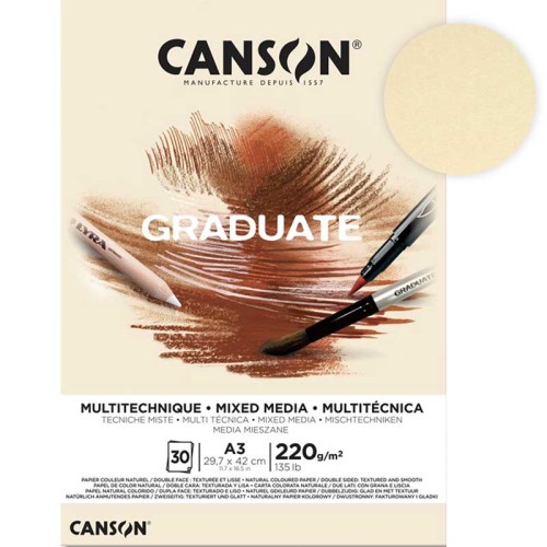 Blok Canson Graduate Mixed Media Natural - A3, 220 g, 30 ark.
