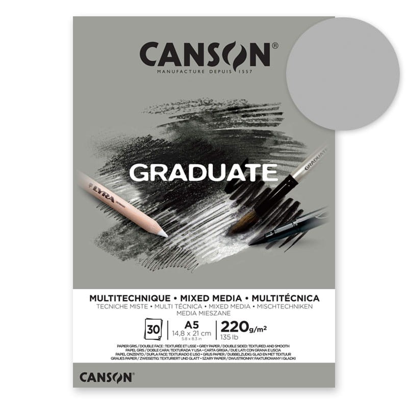 Blok Graduate Mixed Media Grey Canson A5 220 g 30 arkuszy 1
