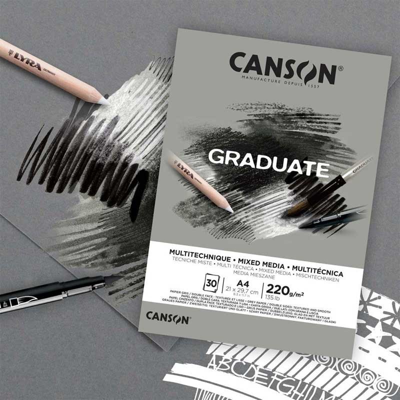 Blok Graduate Mixed Media Grey Canson A5 220 g 30 arkuszy 3