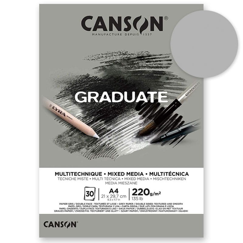 Blok Graduate Mixed Media Grey Canson A4 220 g 30 arkuszy 1