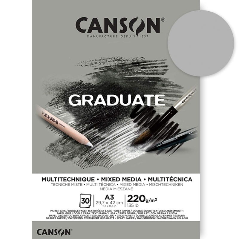 Blok Graduate Mixed Media Grey Canson A3 220 g 30 arkuszy 1
