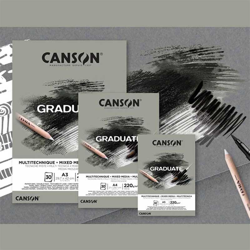 Blok Graduate Mixed Media Grey Canson A3 220 g 30 arkuszy 4