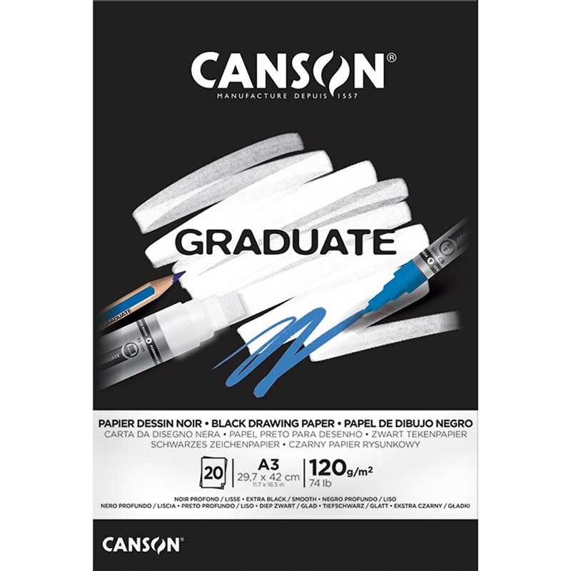 Blok Canson Graduate Black Drawing Paper A3 120g 20 arkuszy 1