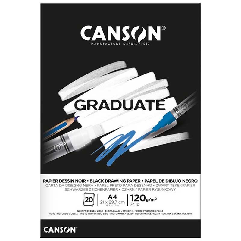 Blok Canson Graduate Black Drawing Paper A4 120g 20 arkuszy 1
