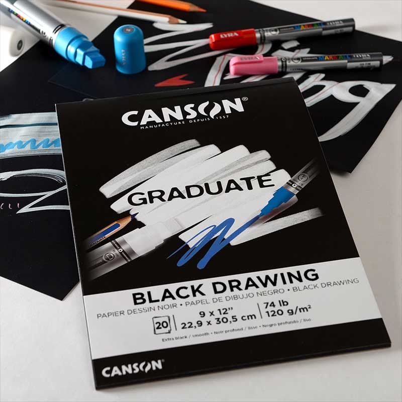 Blok Canson Graduate Black Drawing Paper A4 120g 20 arkuszy 2