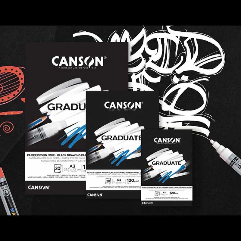 Blok Canson Graduate Black Drawing Paper A4 120g 20 arkuszy 4