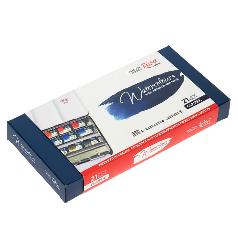 Zestaw farb akwarelowych Rosa Gallery - 21 kolorów, metalowa kaseta 01