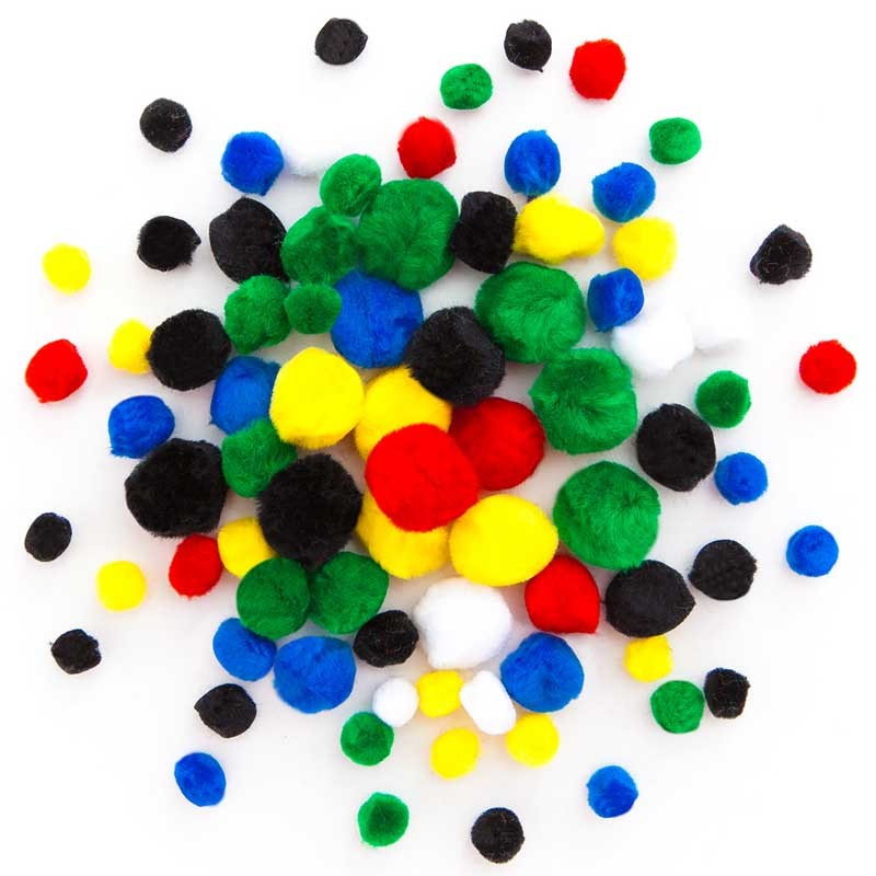 Pompony akrylowe dpCraft 78 szt mix kolorów i rozmiarów 02