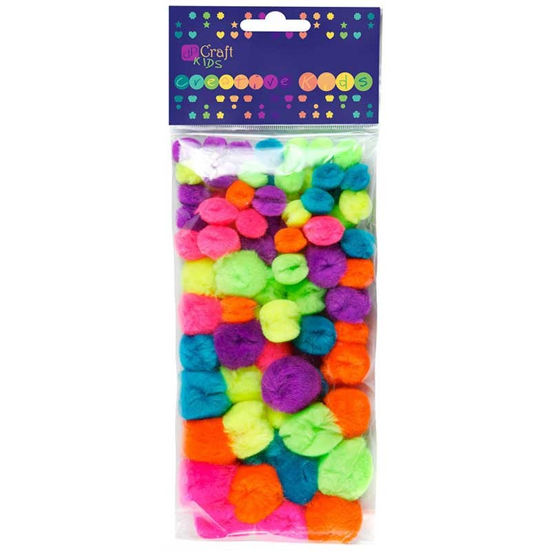 Pompony akrylowe neonowe dpCraft 78 szt mix kolorów i rozmiarów 01