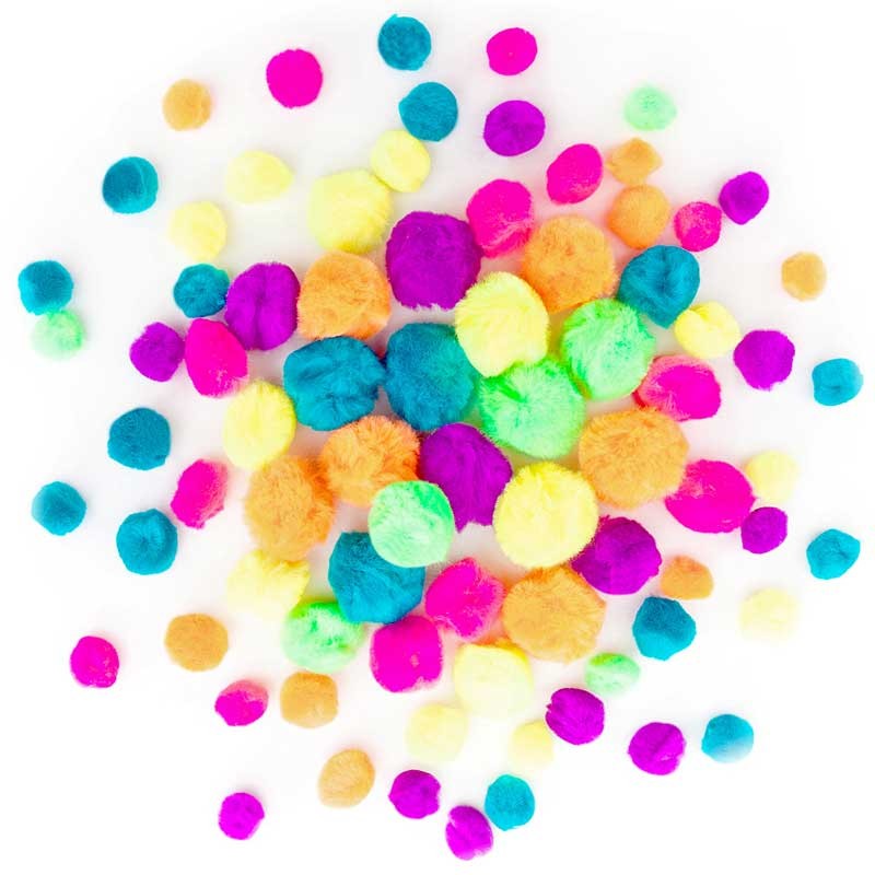 Pompony akrylowe neonowe dpCraft 78 szt mix kolorów i rozmiarów 02