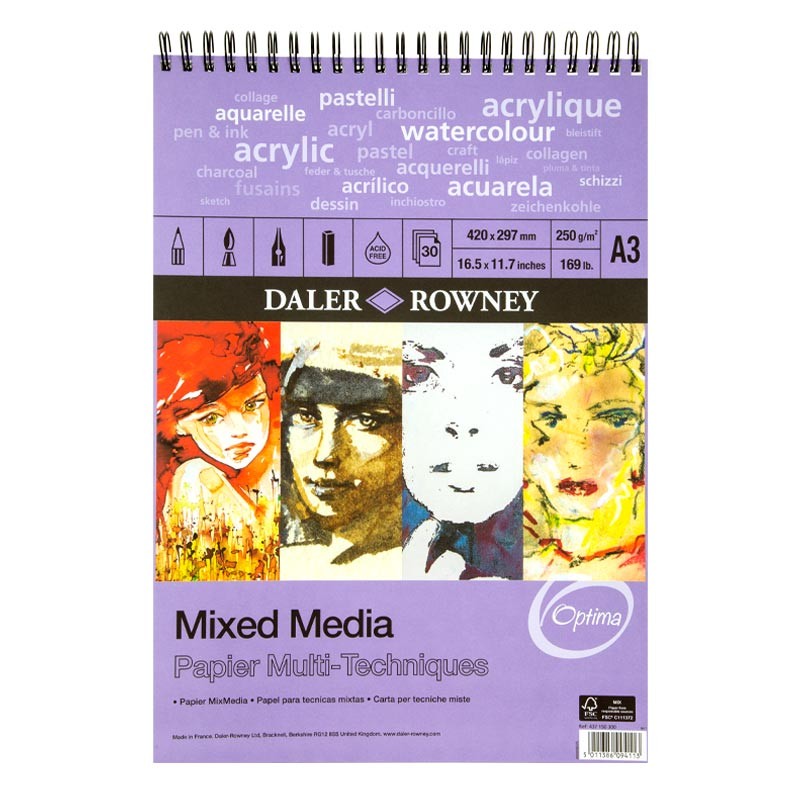 Blok Mixed Media na spirali Daler-Rowney - A3, 250 g, 30 ark 1
