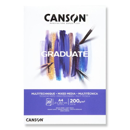Blok Mixed Media Canson Graduate - A4, 200 g, 20 ark.