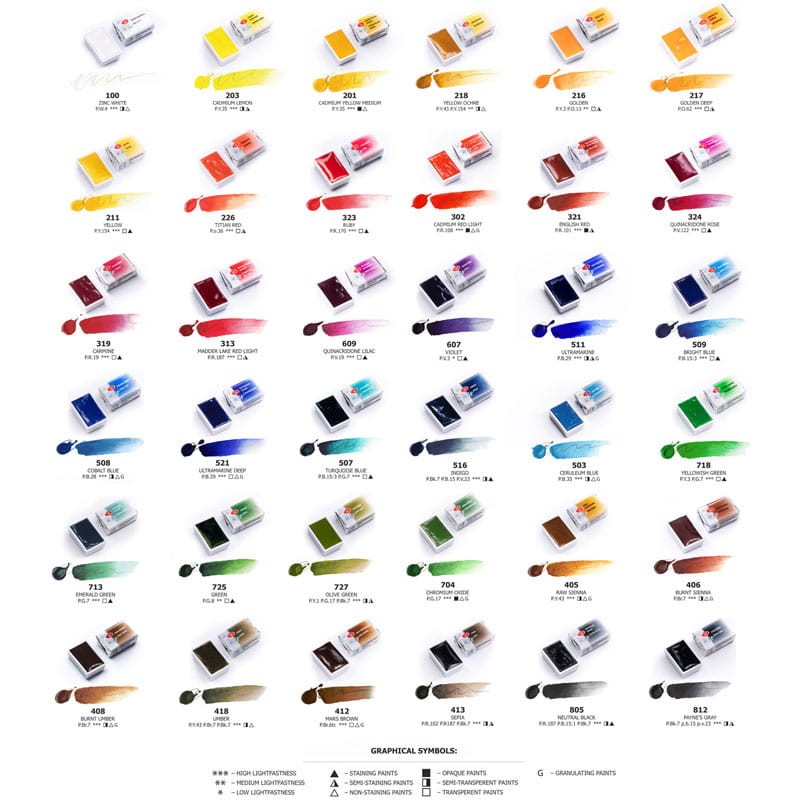 Akwarele Białe Noce w kostkach zestaw 36 szt. plastikowa kaseta 06