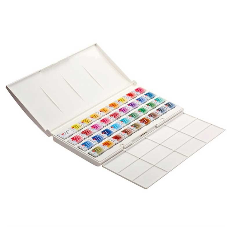 Akwarele Białe Noce w kostkach zestaw 36 szt. plastikowa kaseta 02