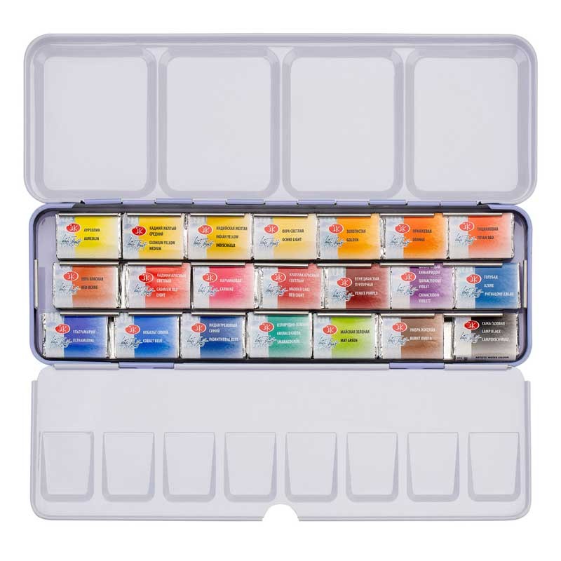 Akwarele Białe Noce w kostkach zestaw 21 szt. metalowa kaseta 02