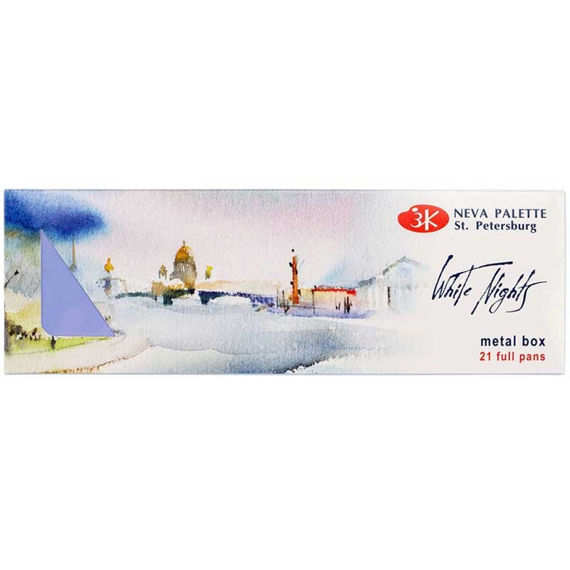 Akwarele Białe Noce w kostkach zestaw 21 szt. metalowa kaseta 07