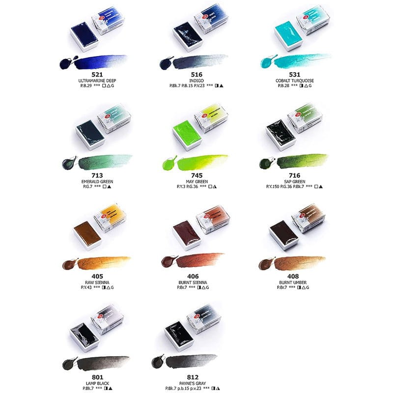 Akwarele Białe Noce w kostkach zestaw 35 szt. metalowa kaseta 10