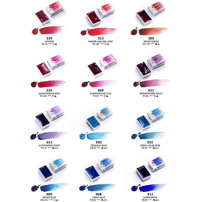 Akwarele Białe Noce w kostkach zestaw 35 szt. metalowa kaseta 09