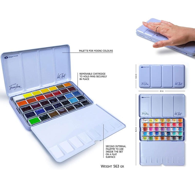 Akwarele Białe Noce w kostkach zestaw 35 szt. metalowa kaseta 07