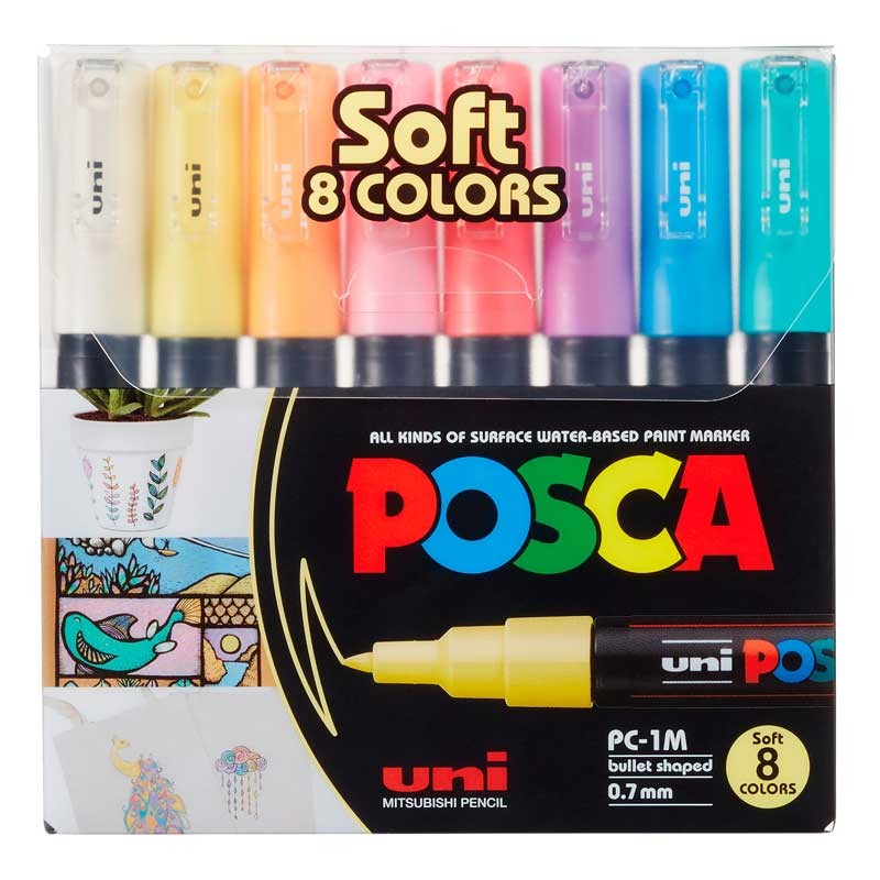 Markery POSCA PC-1M zestaw 8 szt Soft Colors