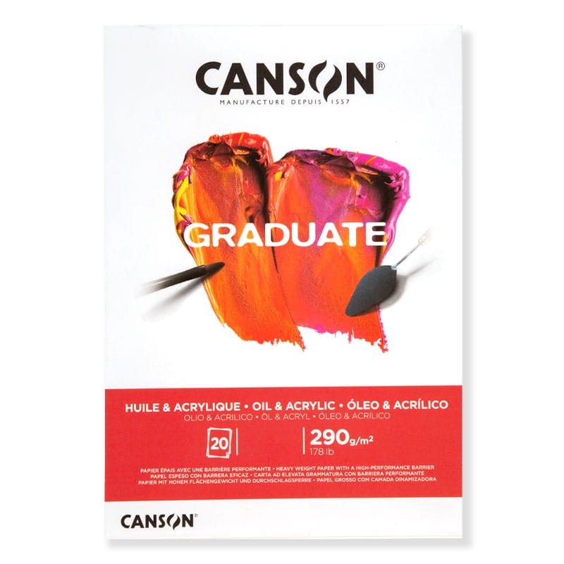 Blok do farb akrylowych i olejnych Canson Graduate - A4, 290 g, 20 ark.