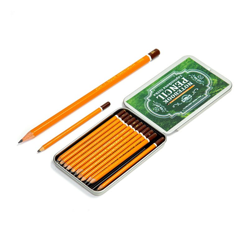 Ołówki mini Koh-I-Noor 1508 zestaw 12 szt. metalowa kasetka 02