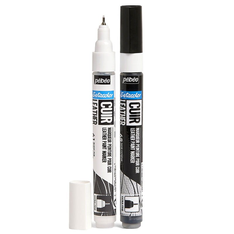 Markery do skóry Setacolor Cuir Leather Black & White Pebeo zestaw 2 szt 02