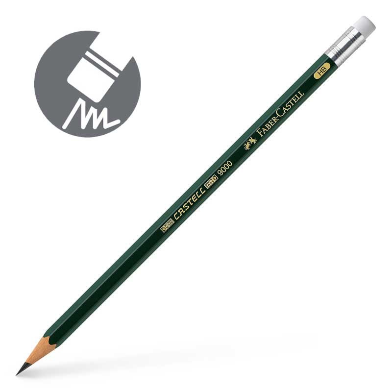 Ołówek Faber-Castell 9000 z gumką HB 02