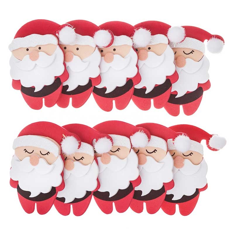 Naklejki z pianki 3D dpCraft 10 szt Mikołaje 02