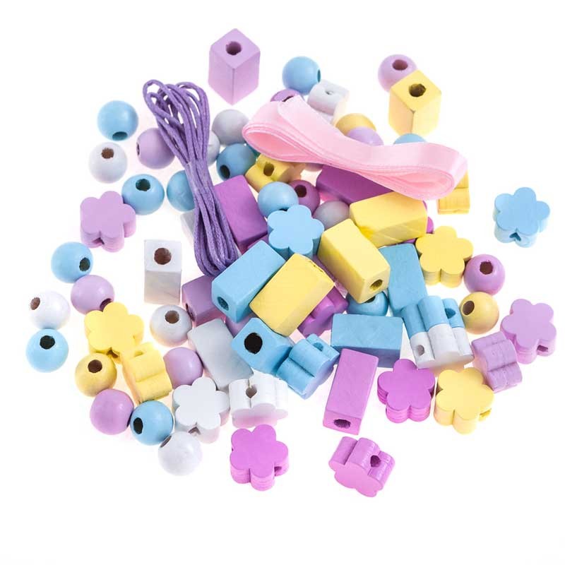 Koraliki drewniane DP Craft mix Pastelowe 150 szt-02