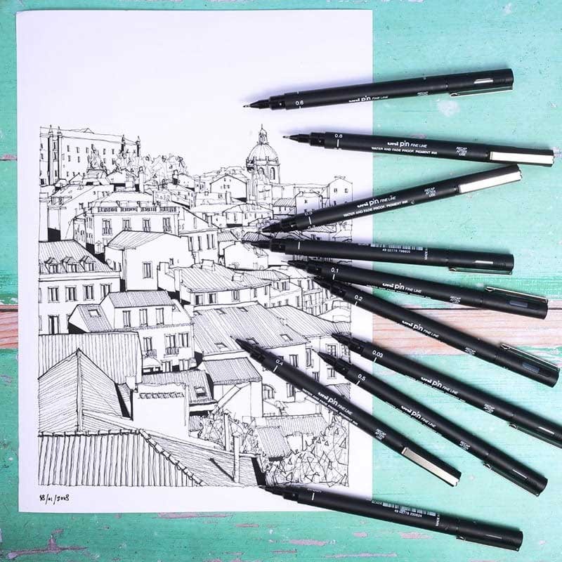 Cienkopis Uni Pin fine line czarny brush 05