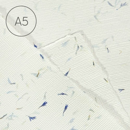 Papier czerpany faktura juty A5 - Bławatek