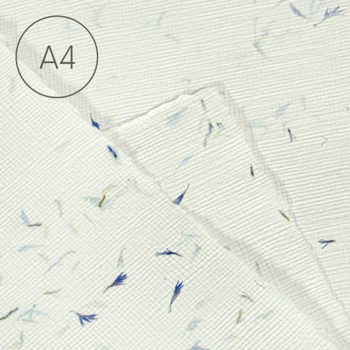 Papier czerpany faktura juty A4 - Bławatek